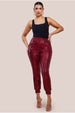 Sequin Cuffed Ankle Trouser - Wine by Goddiva
