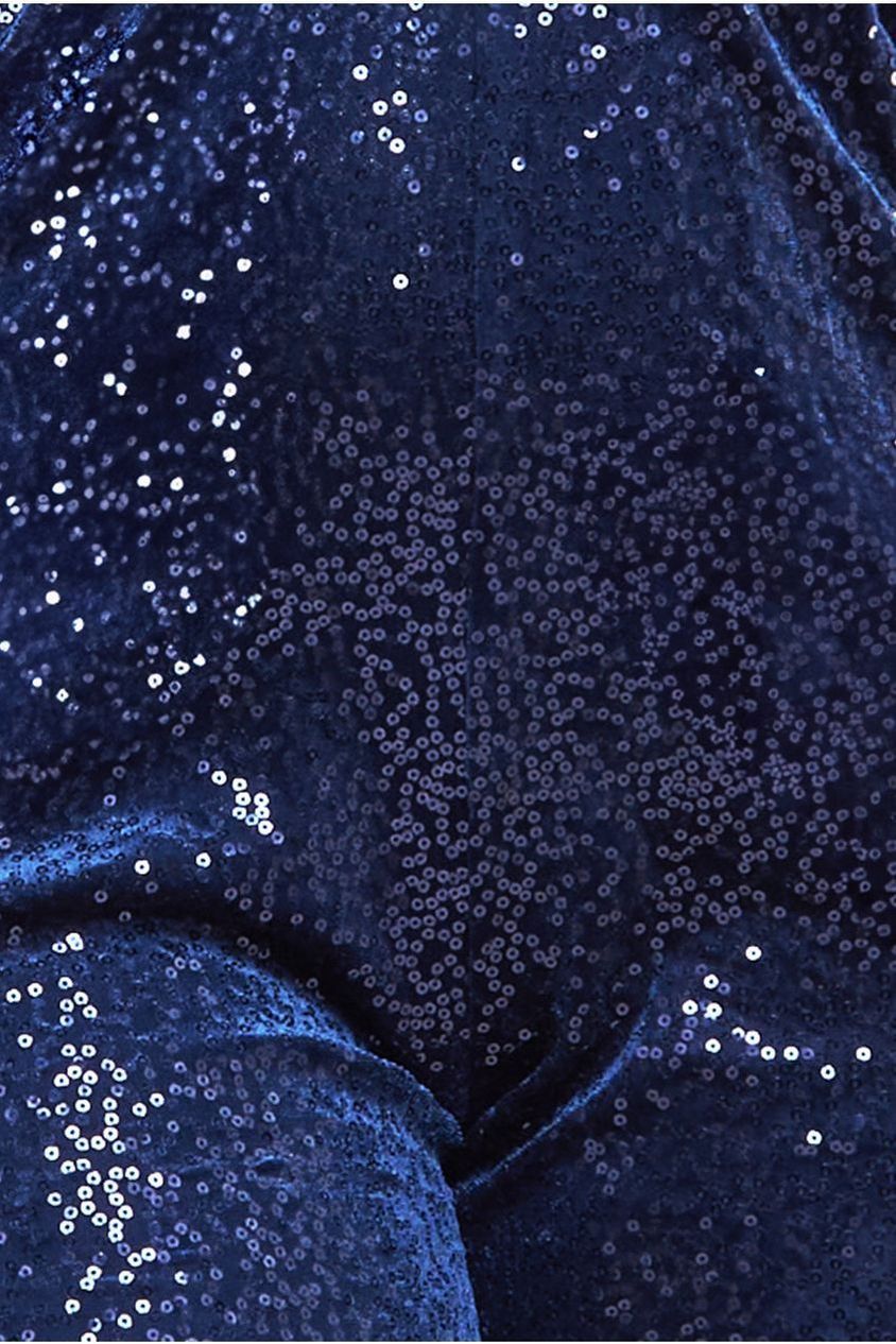Sequin & Velvet Corset Jumpsuit - Blue TR365