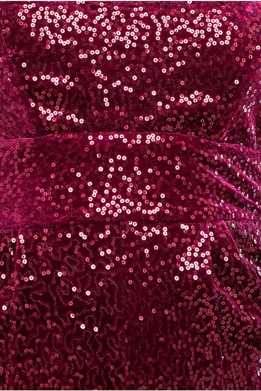 Sequin & Velvet Corset Jumpsuit - Wine TR365
