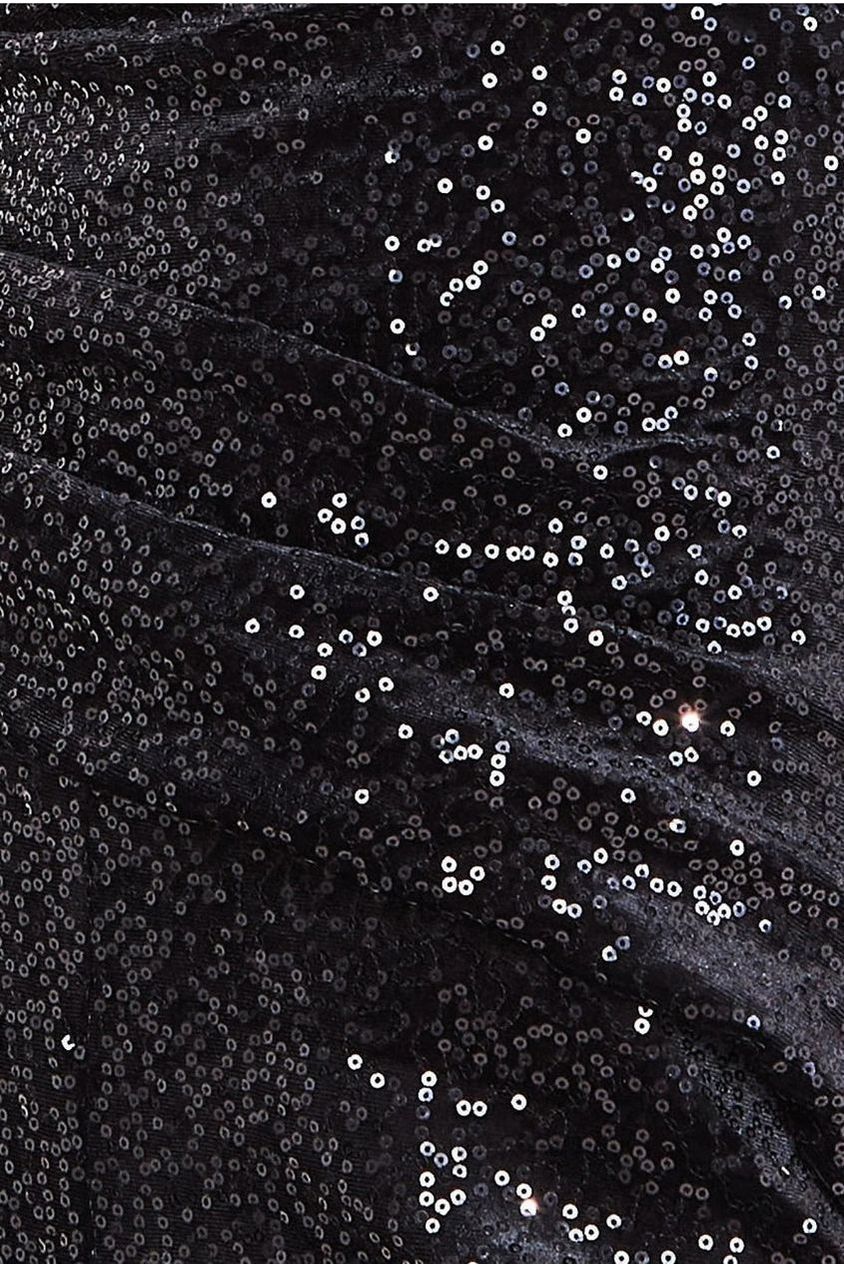 Sequin Velvet Bardot Jumpsuit - Black TR371
