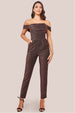Lurex Cowl Neck Jumpsuit - Bronze by Goddiva