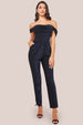 Lurex Cowl Neck Jumpsuit - Navy by Goddiva