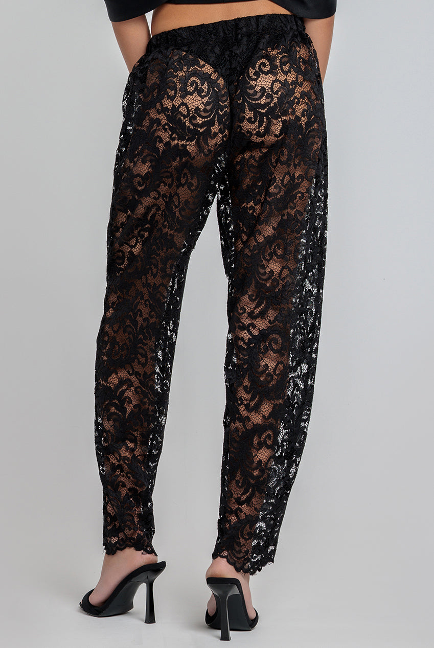 Barrell Leg Scalloped Hem Trouser - Black TR388