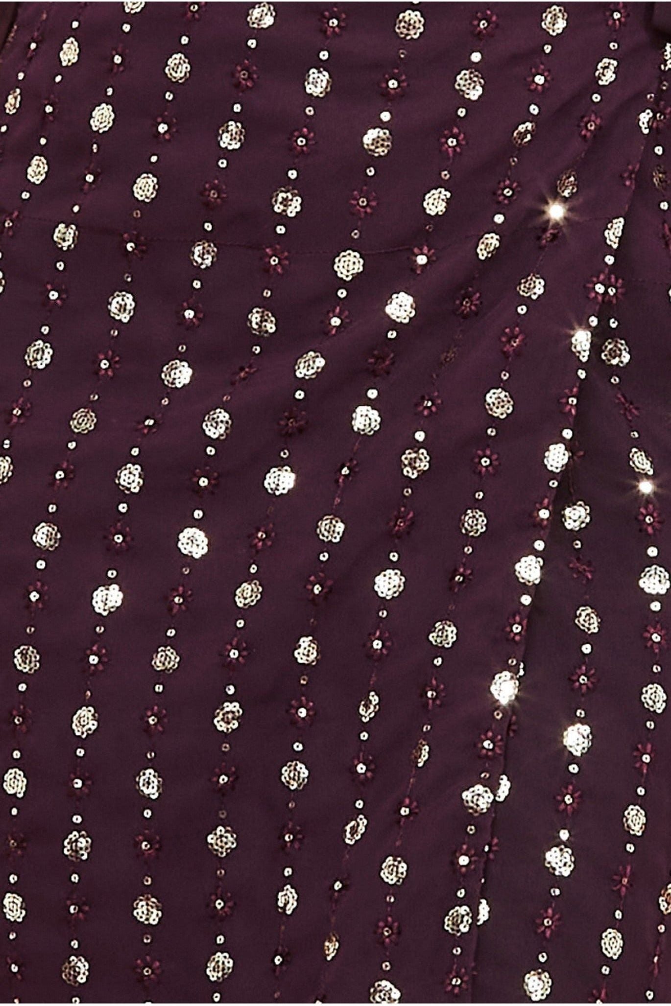 Wrap Sequin Top With Cami - Wine T203