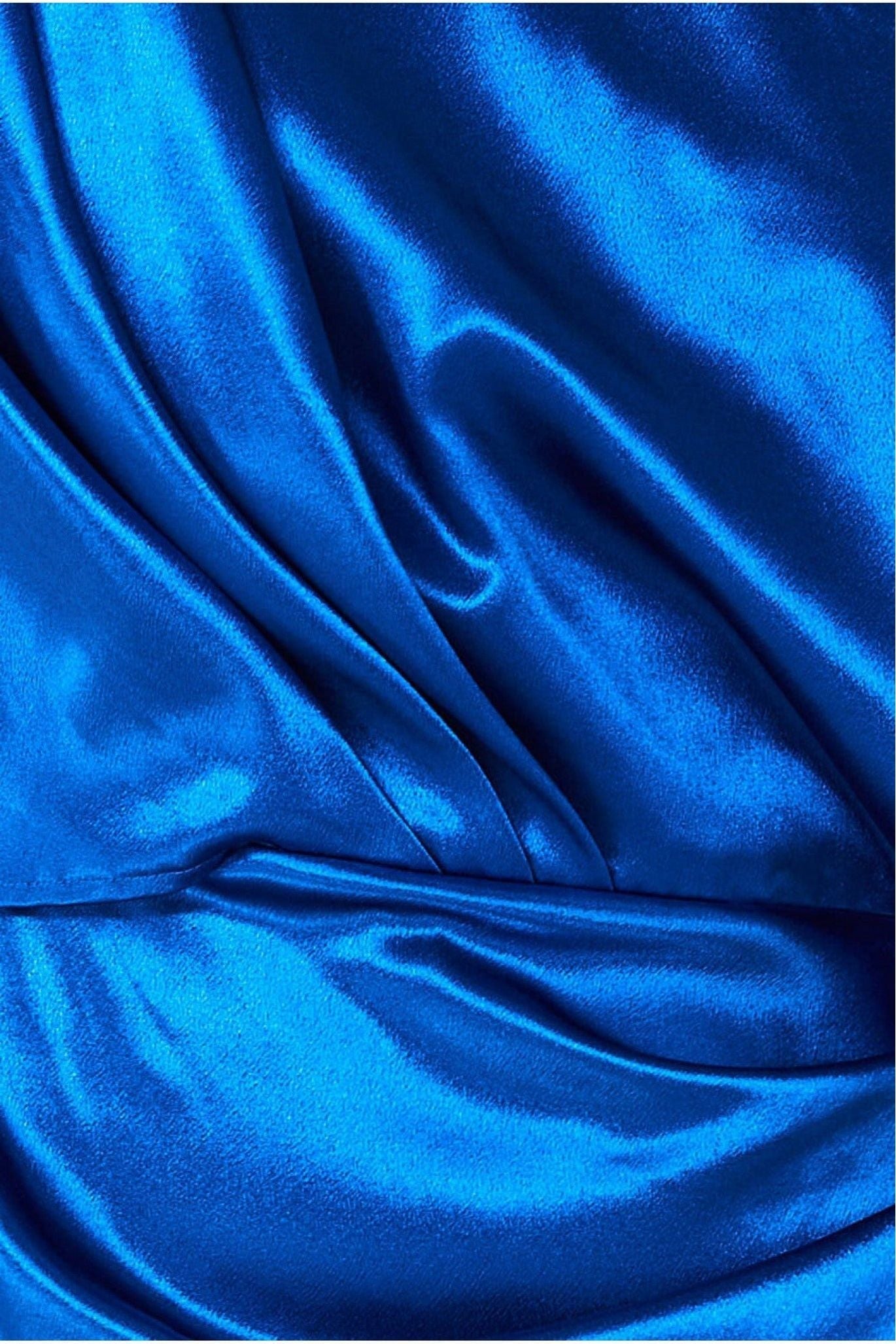 Satin Drape Shoulder Wrap Maxi Dress - Royal Blue DR3450