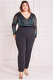 Sequin & Mesh Jumpsuit - Emerald Green by Goddiva Plus