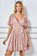 Lace Kimono Wrap Skater Mini Dress - Blush by Goddiva