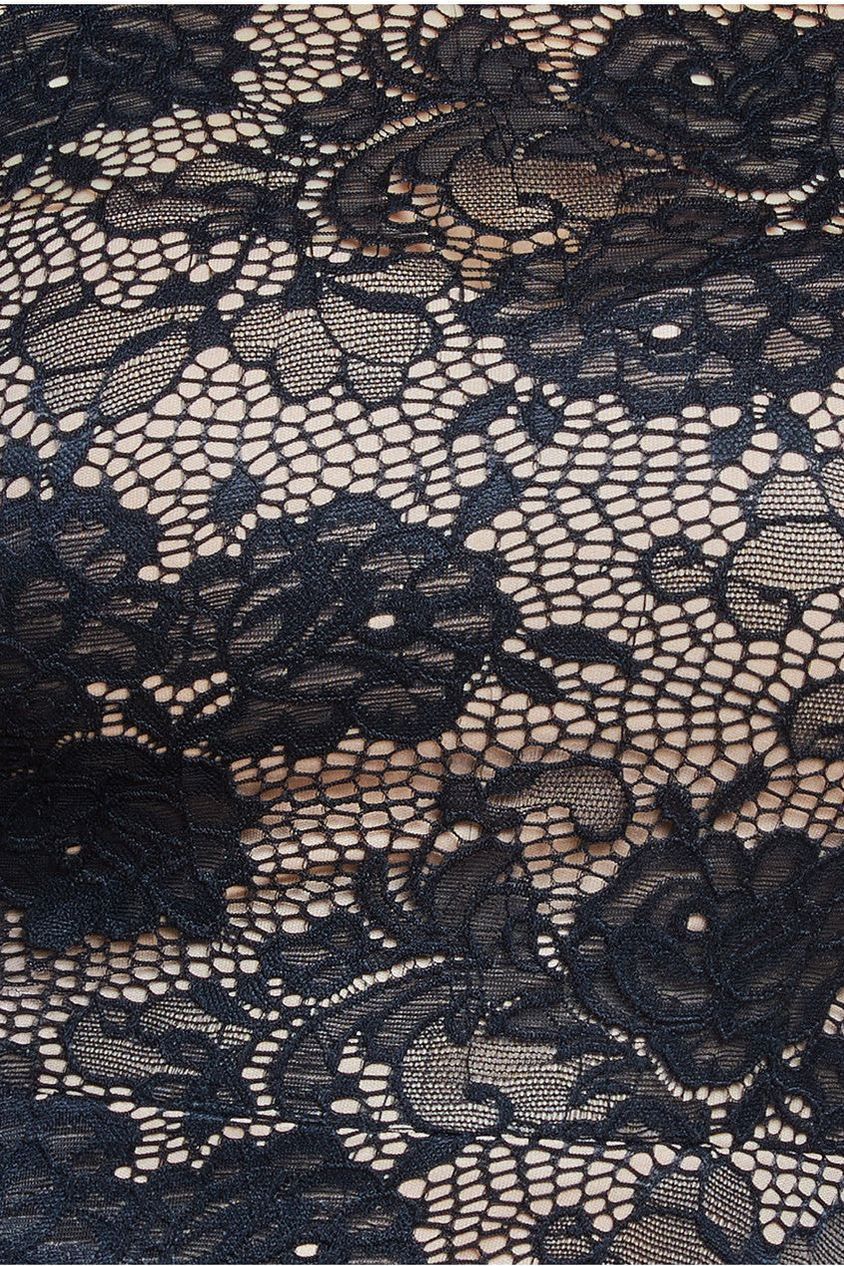 Scalloped Lace A-Line Maxi Dress - Black DR4496M