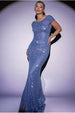 Cowl Back Sequin Maxi Dress - Blue by Goddiva