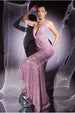 Twisted Front Sequin Maxi Dress - Blush by Goddiva