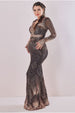 Maternity Starburst Sequin Maxi Rose Gold by Goddiva