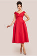 Corset Fit & Flare Midi Dress - Red by Goddiva