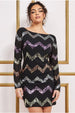 Sequin Zig Zag Shift Mini Dress - Black by Goddiva