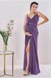 Maternity Wrap Spaghetti Strap Maxi Purple by Goddiva