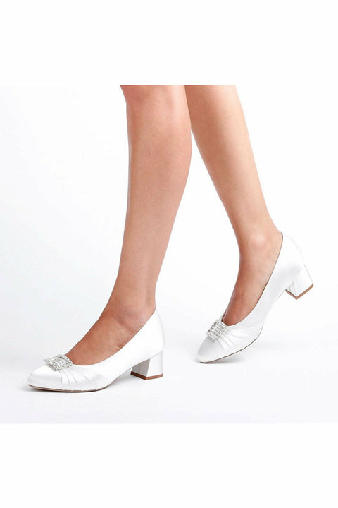 Paradox London Satin 'britney' Wide Fit Block Heel Shoe