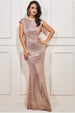 Cowl Back Sequin Maxi Dress - Champagne by Goddiva