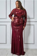 Shooting Star Sequin Maxi Dress - Wine by Goddiva Plus