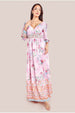 Chiffon Wrap Border Floral Print Maxi Dress - Pink by Goddiva