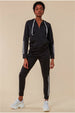Stripe Detail Hooded Tracksuit Set - Black by Cosmochic