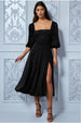 Velvet Sparkle Midi Dress With Front Split - Black by Goddiva
