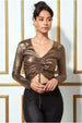 Metallic String Long Sleeve Top - Blackgold by Goddiva