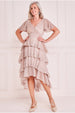 Lurex High Low Tiered Midi - Blush by Goddiva