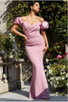 Puffy Satin  Sleeve Scuba Maxi Dress - Blush Pink by Goddiva
