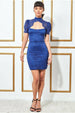 Open Back Puffed Lace Top Mini - Royalblue by City Goddess