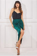Satin Knotted Midi Skirt - Emerald Green by Goddiva