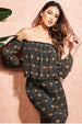 Off The Shoulder Printed Crop Top - Black by City Goddess