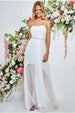 Bardot Chiffon Wedding Dress With Belt - White by Goddiva