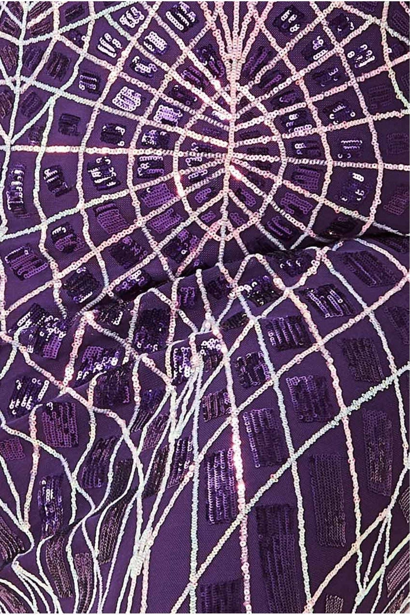 Geo Sequin Long Sleeve Maxi Dress - Purple DR3495P