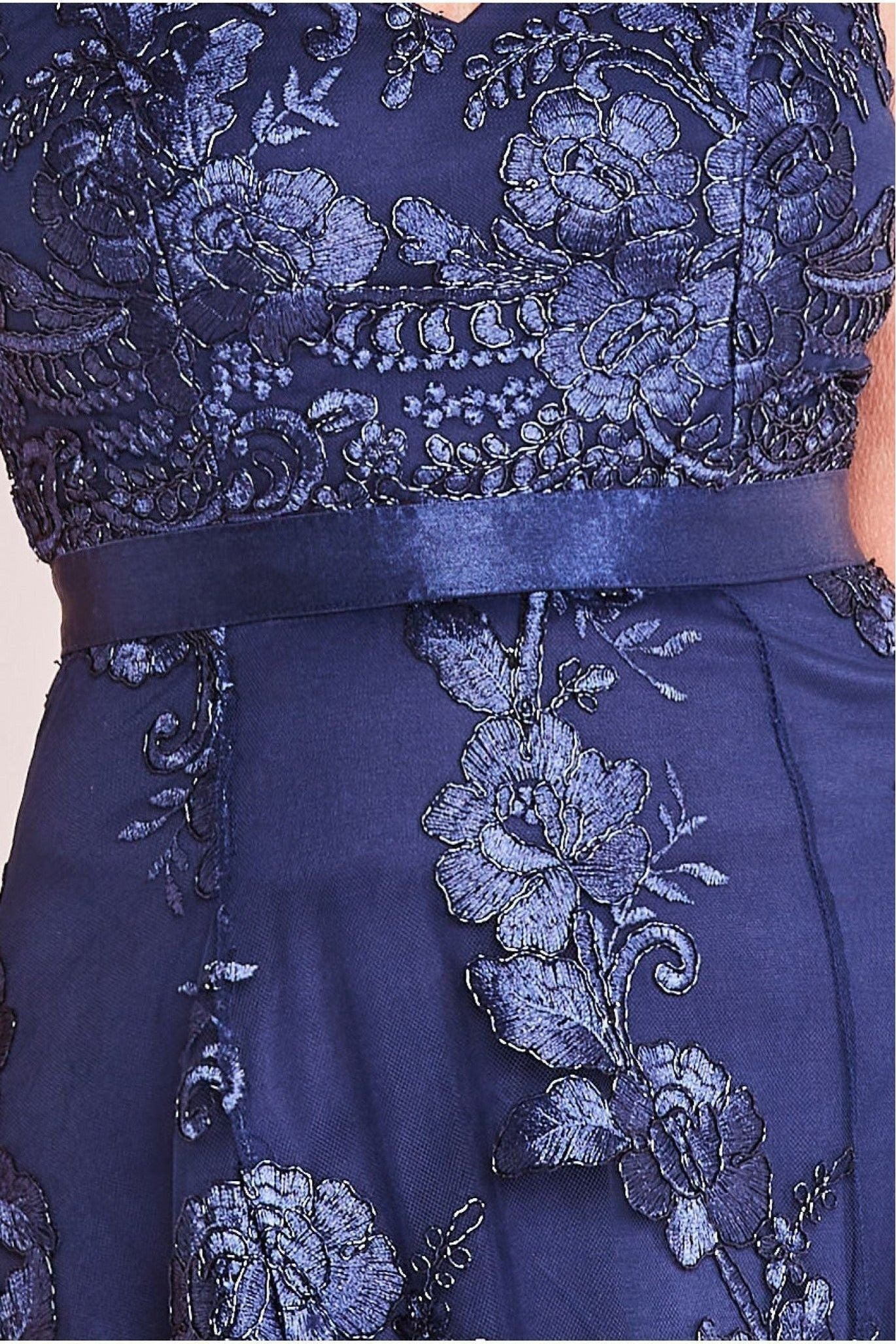 High Low Sleeveless Lace Midi - Navy DR3815M