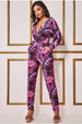 Tropical Print Jumpsuit - Purple by Goddiva
