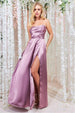 Front Split Satin Bandeau Maxi - Blush by Goddiva