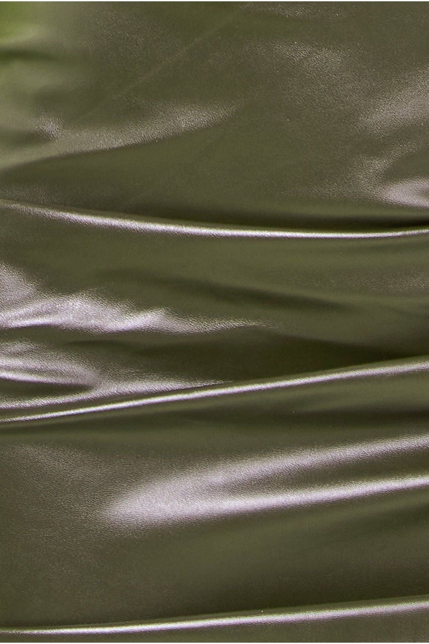 Cut Out Faux Leather Mini Dress - Khaki DR3664