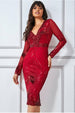 Scalloped Hem Starburst Midi Dress - Red by Goddiva