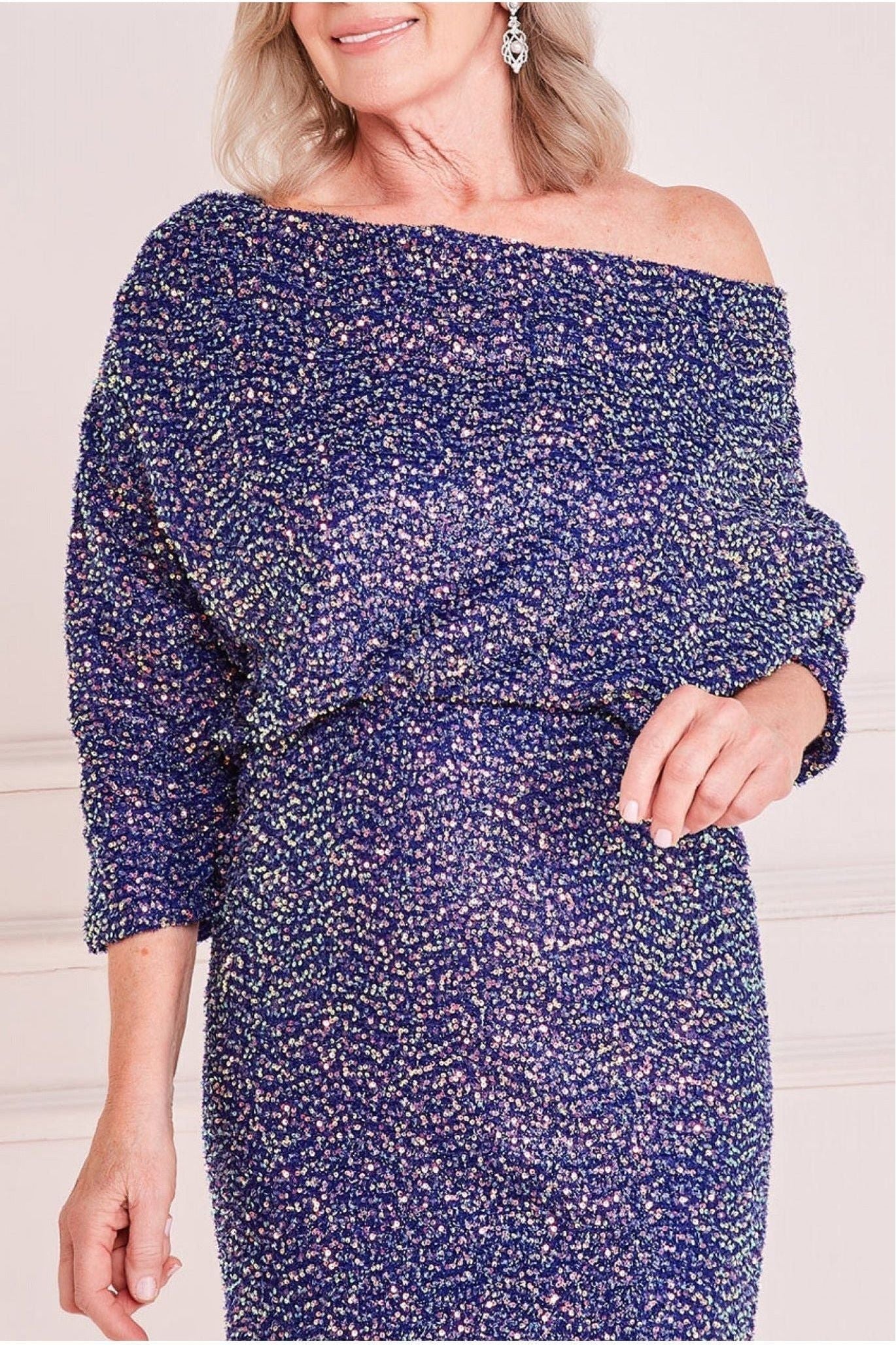 Velvet & Sequin Cowl Midi DR3497M