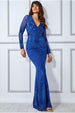 Starburst Sequin Maxi Dress - Royal Blue by Goddiva