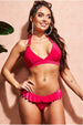 Ruffle Brief Buckle Bikini - Cerise by Goddiva