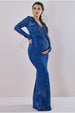 Maternity Starburst Sequin Maxi Royal Blue by Goddiva