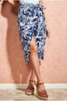 Printed High Waist Wrap Midi Skirt - Navy by City Goddess