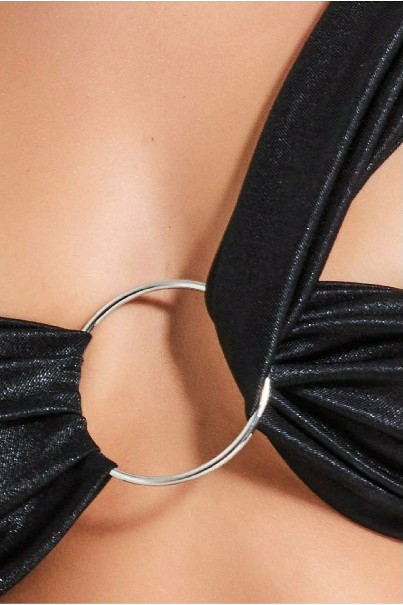 Ring Detail Bralette - Black T192