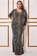 Geo Sequin Long Sleeve Maxi Dress - Black by Goddiva Plus