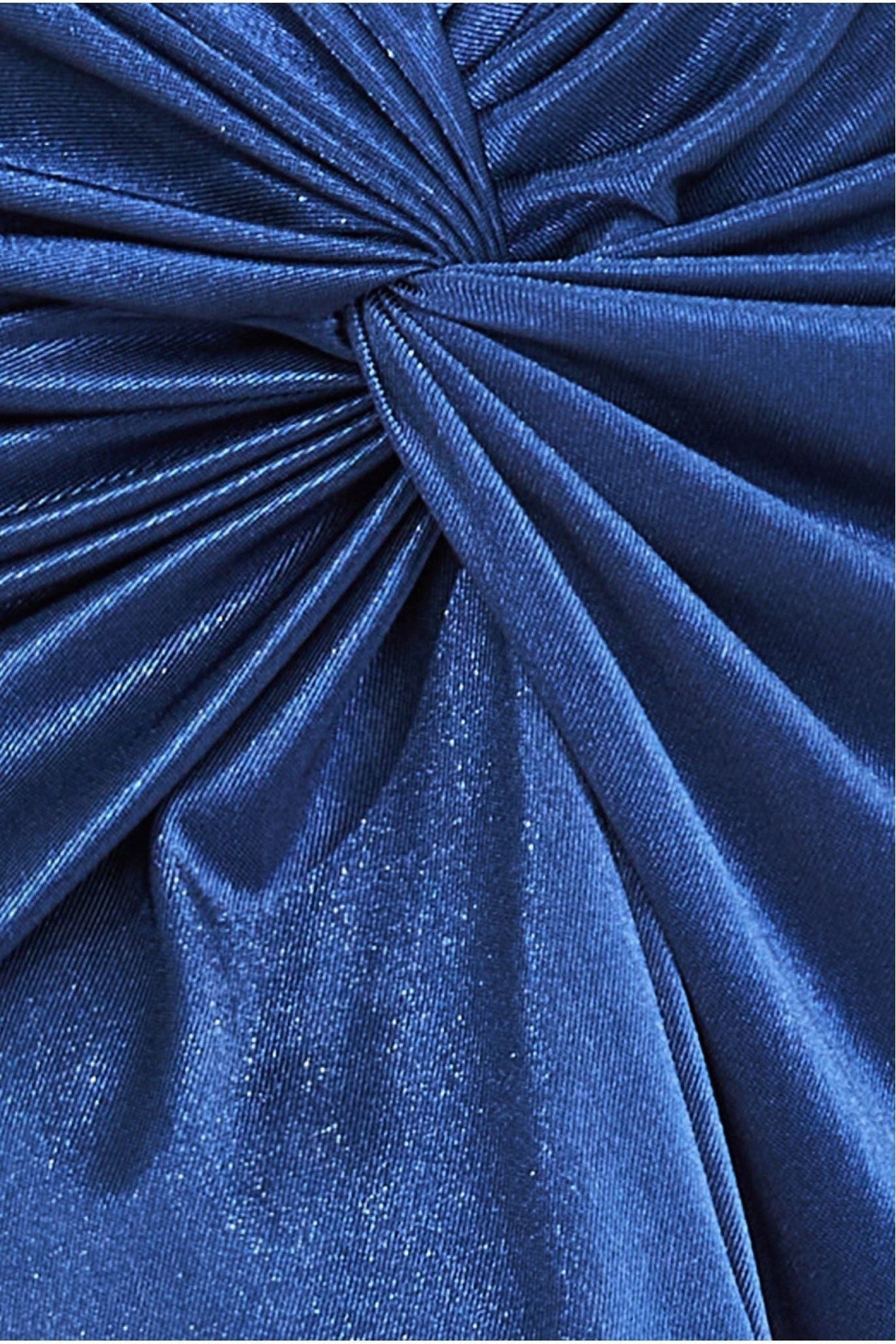 Satin Knotted Midi Skirt - Navy SK23