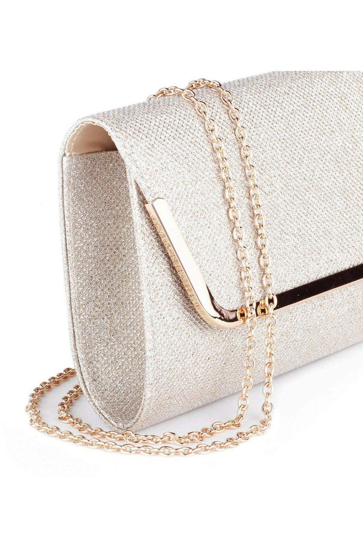 Denise Champagne Glitter Mesh Clutch Bag 1630664