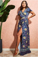 Floral Print Maxi With Flutter Sleeves - Navy Print by Goddiva